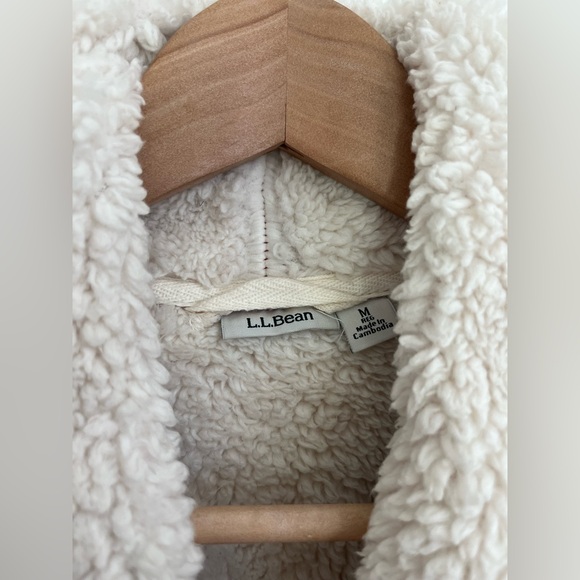 LL Bean Womens M Sherpa Lined Cozy Lounge Cardigan 505470 Shawl Collar Pockets - Picture 3 of 9